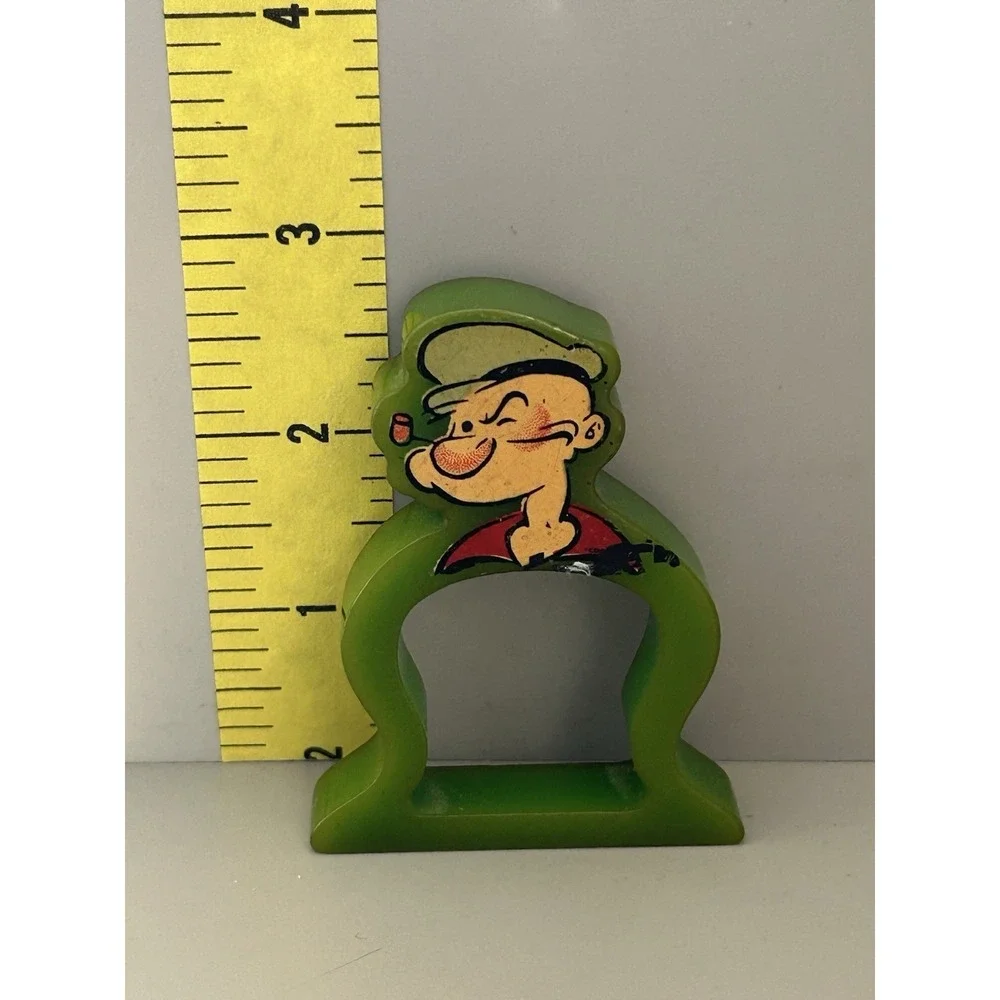 Vintage MCM Green Bakelite Popeye The Sailor Decal Napkin Ring 2-Side Rare!